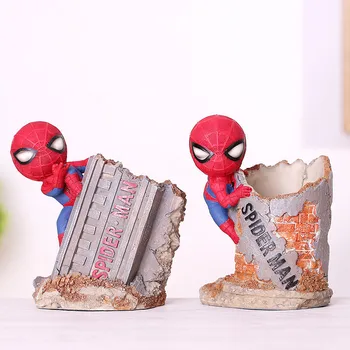 

[HHT] Creative Resin Crafts Spider-Man Pen Holder Desktop Ornaments Avengers Extraordinary Warrior Home Decoration Birthday Gift