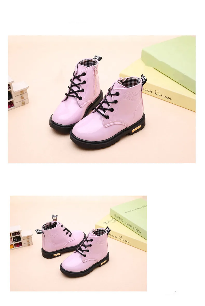 Kids Shoes girls Boys PU Leather Lace Up High Children Sneakers girl Baby Shoes Sport Autumn Winter Children Shoes