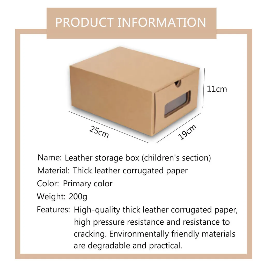 Флип-коробка для обуви, чехол для ящика, утолщенная коробка из крафт-картона, прозрачный ящик для обуви, коробка для хранения - Цвет: 25x19x11cm