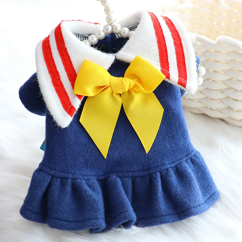 

Warm Dog Winter Clothes Beautiful Woolen Dress Skirt Princess Sweatshirt Dog Dresses for Small Dogs Luxury Yorkie Teddy Hoodies