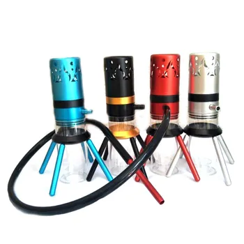 

2020 New Arrival Aluminium Alloy Acrylic Hookah Set ChiCha Shisha Narguile With Remote control lamp,Hookah Bowl And Windscreen