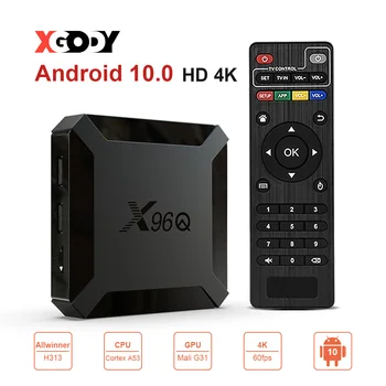 

XGODY Smart Android TV Box X96Q 4K UHD Android 10 2GB 16GB Allwinner H313 Quad Core WiFi Google Netflix TV Receiver Set Top Box
