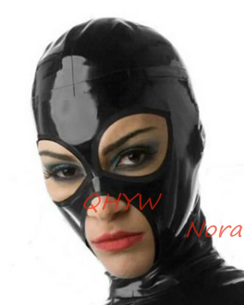 

Natural Latex Mask Hood for Women Cosplay Costumes Fetish Cosplay Mask Back Zipper Club Wear