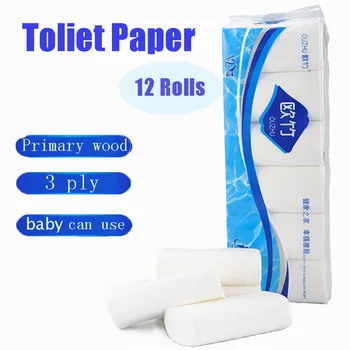 

3Ply 12 Rolls Paper Towels Soft Toilet Paper Household Paper Roll Tissue Paper toilet paper rolls pack rolling paper D402