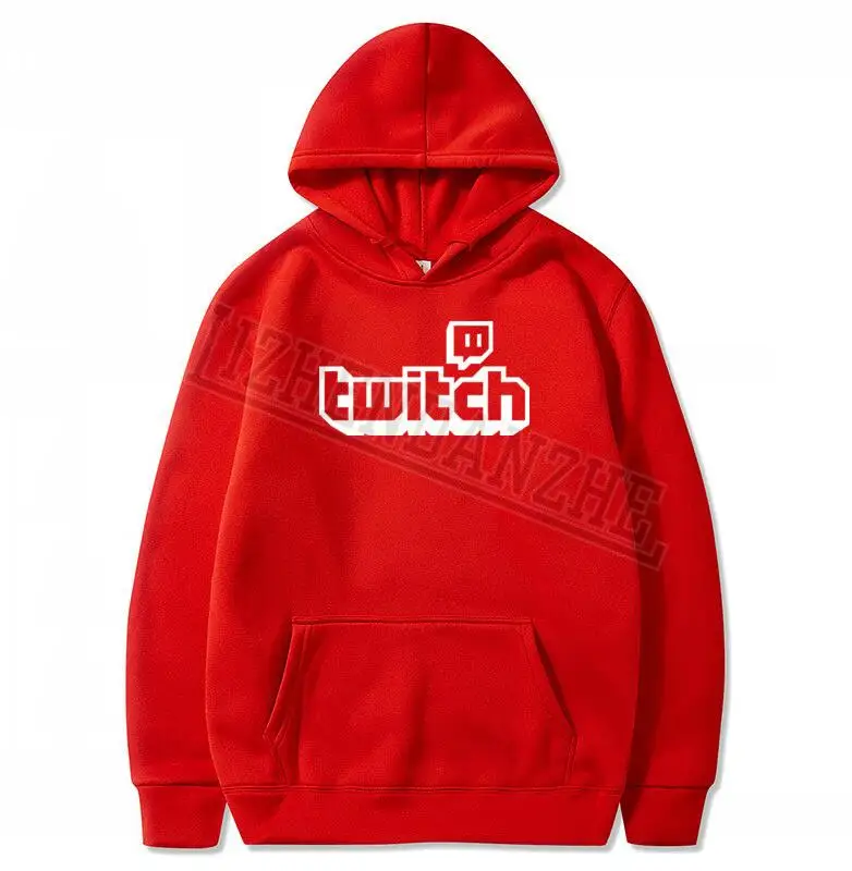 Twitch мужские толстовки Channel Back персонализированные повседневные мужские брендовые Футболки размер Game игра женские толстовки с капюшоном топы - Цвет: Красный