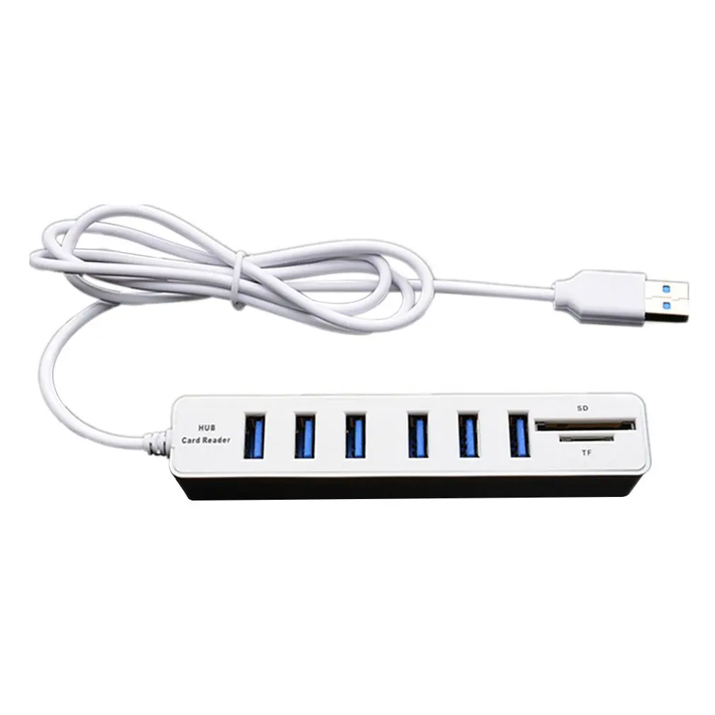 Мини usb-хаб 3,0 Мульти USB 3,0 концентратор USB разветвитель 3 порта концентратор с устройство для чтения карт SD TF 6 портов 2,0 Hab адаптер для ПК Аксессуары - Цвет: Black 6 Ports