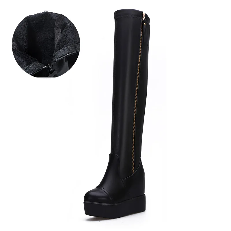 Side Zipper Knights Boot Women Height Increasing Platform Winter Shoes Woman Stretch Febric Wedges Knee High Snow Boots WB067 Side Zipper Knights Boot Women Height Increasing Platform Winter Shoes Woman Stretch Febric Wedges Knee High Snow Boots WB067