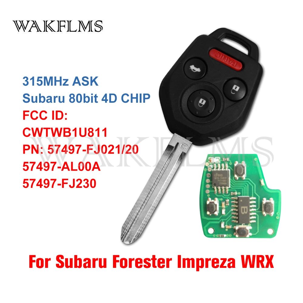 For Subaru Impreza WRX STI Forester XV Crosstrek Outback Legacy 2012 2013 2014 2015 2016 2017 2018 2019 Remote Key CWTWB1U811