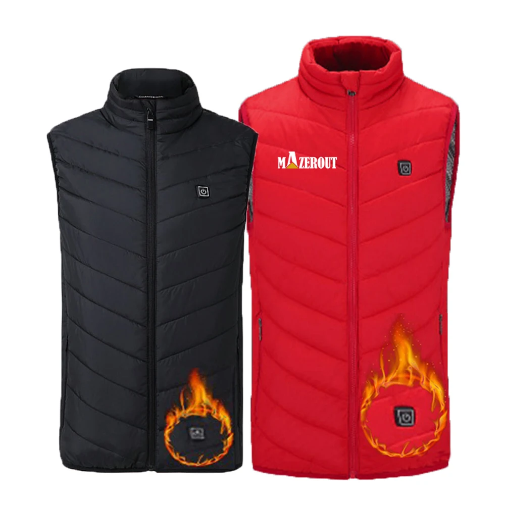 USB Infrared Heating Vest Euro Size s-4XL Men Autumn Winter Flexible Electric Thermal Cloth Waistcoat Fish Hiking Outdoor Cold