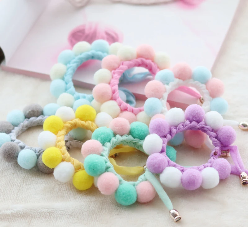 Bola de peluche de Collar para perros y gatos Collar dulce bufanda para perro lindo gatito accesorios Rosa correa para el cuello perrito con perla perro Pug Chihuahua