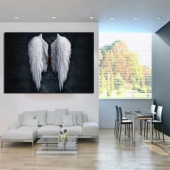 

Angel Wings Vintage Wall Posters And Prints Black And White Wall Art Canvas Painting Abstract Picture for Living Room Home Decor