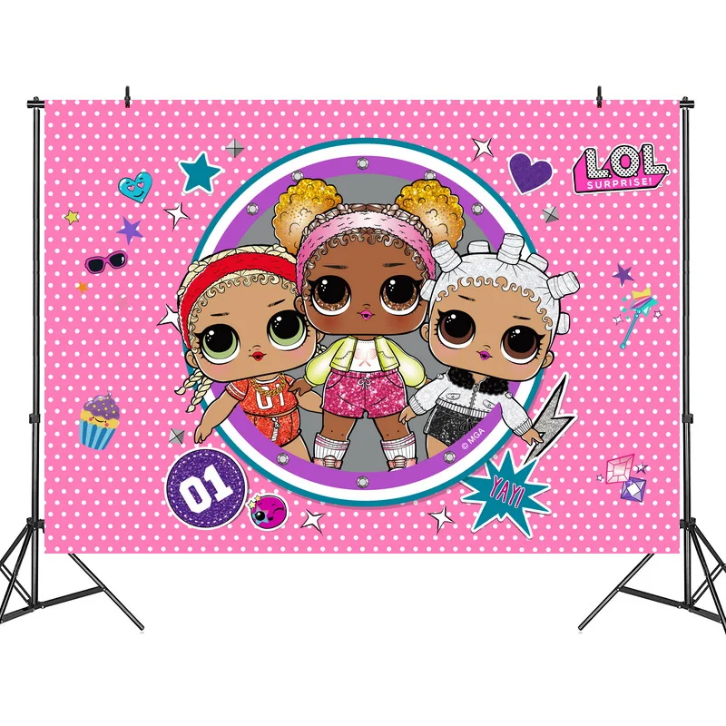 Lol-Fondo sorpresa para fiesta de cumpleaños, 125x80cm, tela para decoración de casa, vestido con temática, muñecos de tela, el mejor regalo