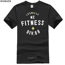 Men's Les Mills Poly Cotton Tee Black Slim Training Sports T-Shirt Gym Running Mens shubuzhi fashion Brand T Shirt sbz3284