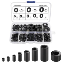 500 Pcs  M2 M2.5 M3 M4 M5 M6 M8 M10 Washer for Mechanical Washers Plastic Black  Washers Assortment Tool Hardware Accessories