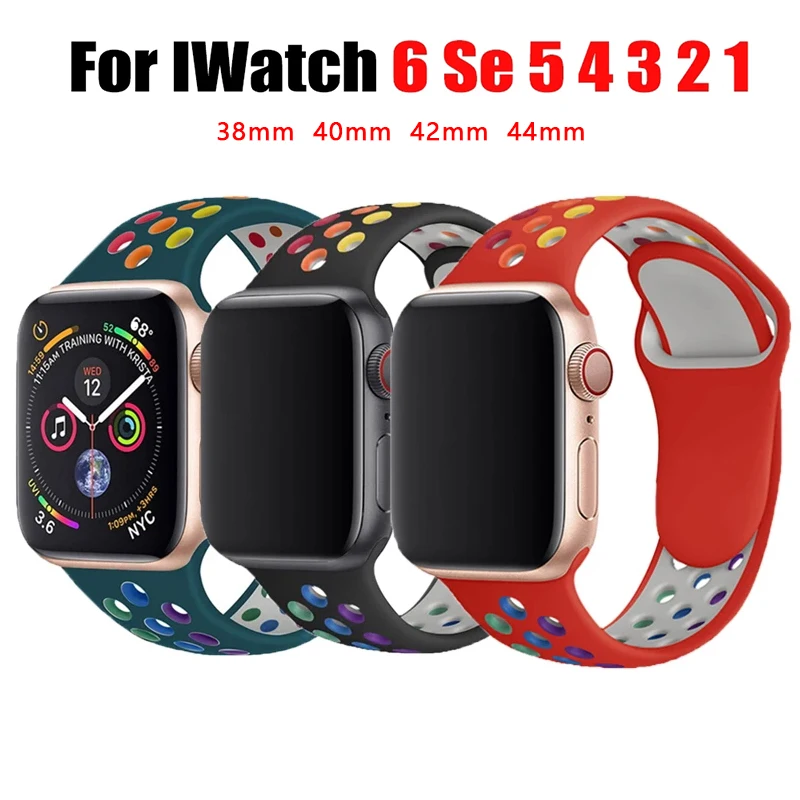 Ремешок для Apple Watch 44 мм 40 42 38 силиконовый ремешок Iwatch Pride Edition браслет 6 5 4 Se Correa |