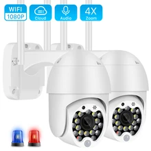 1080P супер мини PTZ камера wifi 2MP 4X зум двухсторонняя аудио облачная скоростная купольная камера Авто слежение сирена светильник беспроводная IP камера