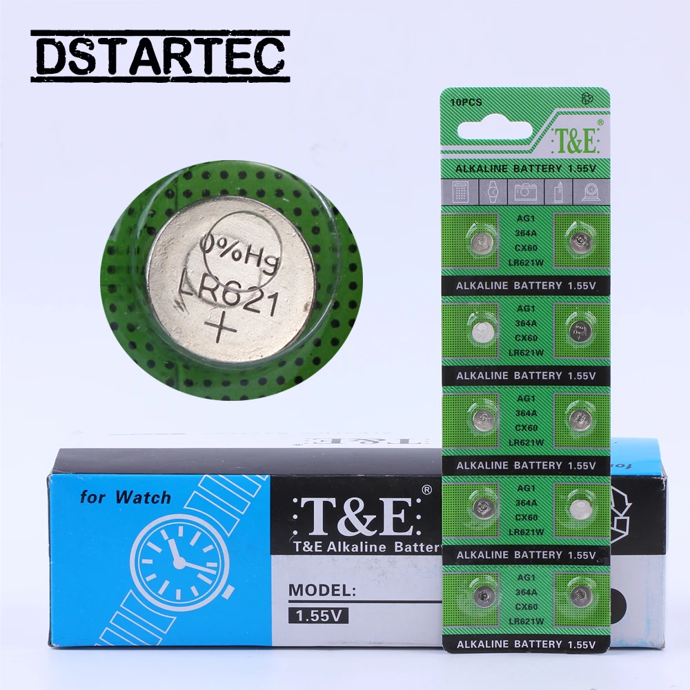Кнопочные батареи AG1 LR621 1 55 364 164 SR621 SR621SW SR60 SP364 TR621 10 шт. 30 мАч 531 в батарейки для