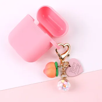 

For AirPods Pro 4 Case Sweet cute Peach Key Ring Silicone Case Funny for Air Pods Pro4 Earphone Protect Cover Capa
