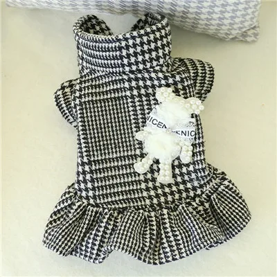 Шерстяное пальто для собак Одежда для щенков теплое платье пальто куртка одежда для домашних животных клетчатая куртка костюм платья куртки для собак куртки XL - Цвет: Черный