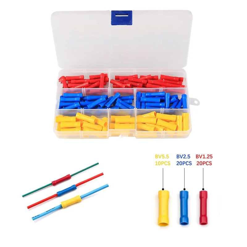 

MUFOOR 120PCS BV1.25 BV2.5 BV5.5 Insulated Crimp Terminals Electrical Wire Cable Crimping Terminal Connector Assortment Kit