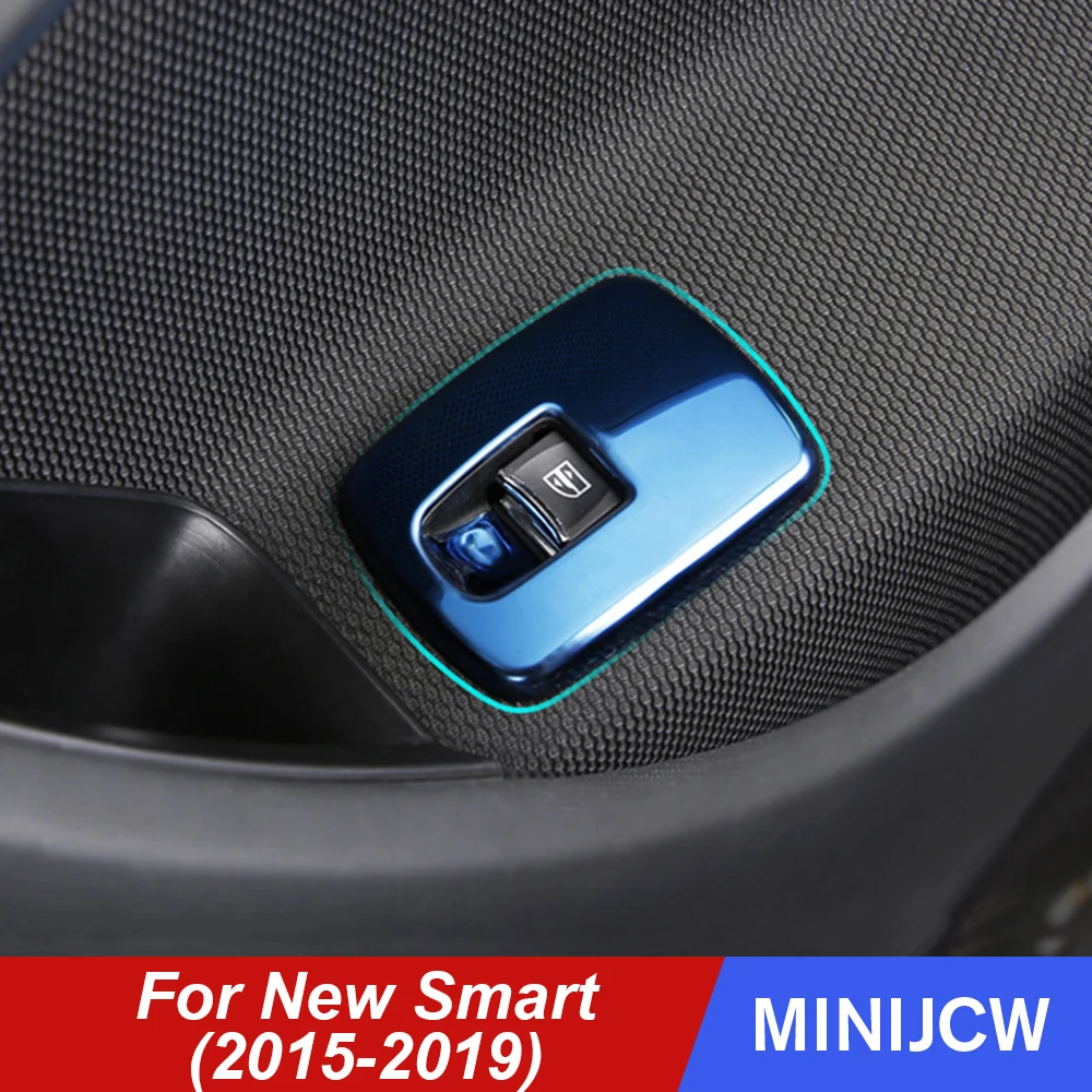

2PCS Car Door Window Lifter Switch Panel Cover Housing Interior Decoration Frame For 2018 New Smart Fortwo 453 Car Accessories