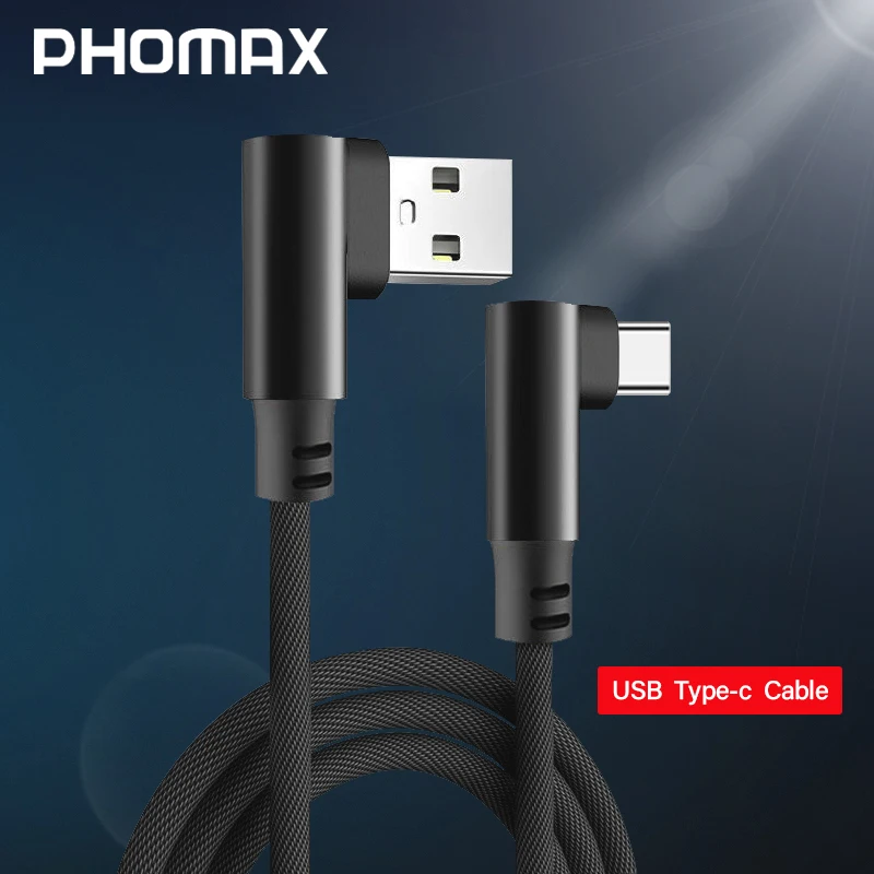 PHOMAX usb type C 2 м 90 градусов быстрая зарядка c кабель для передачи данных зарядное