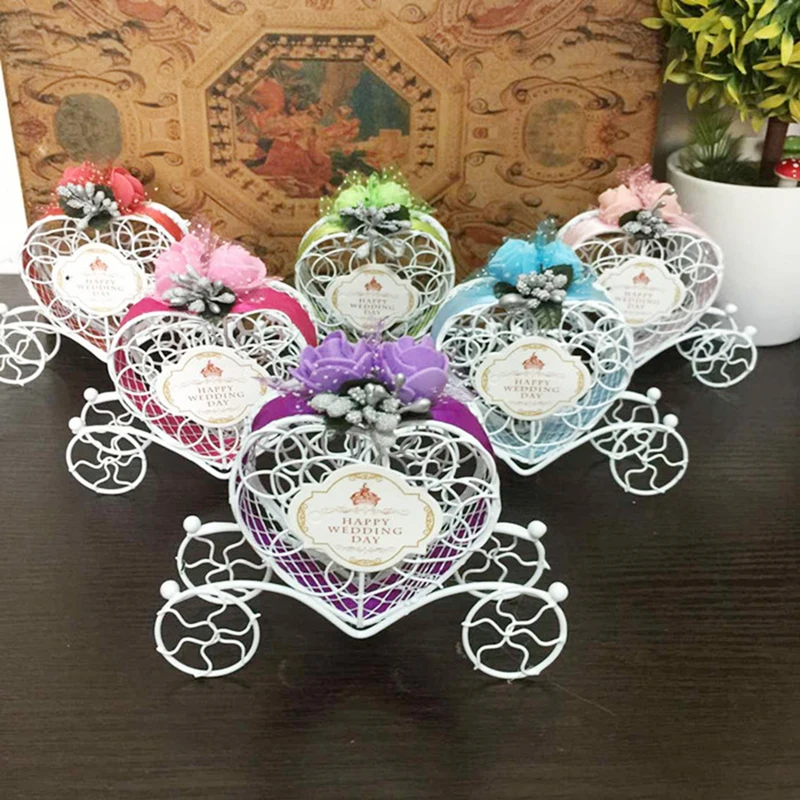 1 pc Lovely Cinderella pumpkin Carriage Candy Chocolate Birthday Wedding Party Favour Decoration Heart gift party food boxes