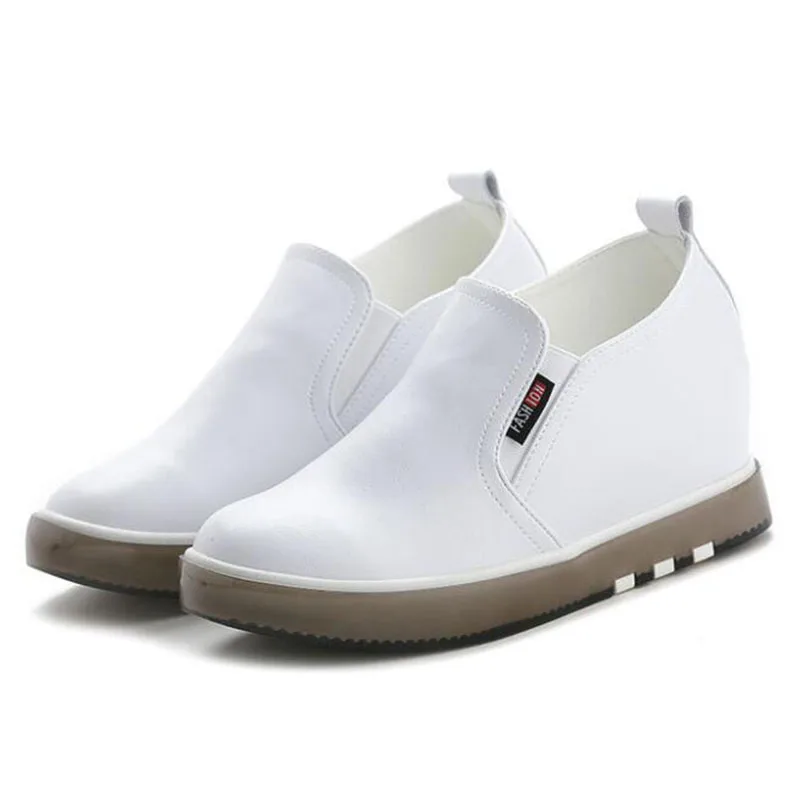 COVOYYAR/кроссовки на танкетке; женская повседневная обувь на скрытом каблуке и платформе; коллекция года; сезон весна-осень; дышащая женская белая обувь; WSN2001 - Цвет: Белый