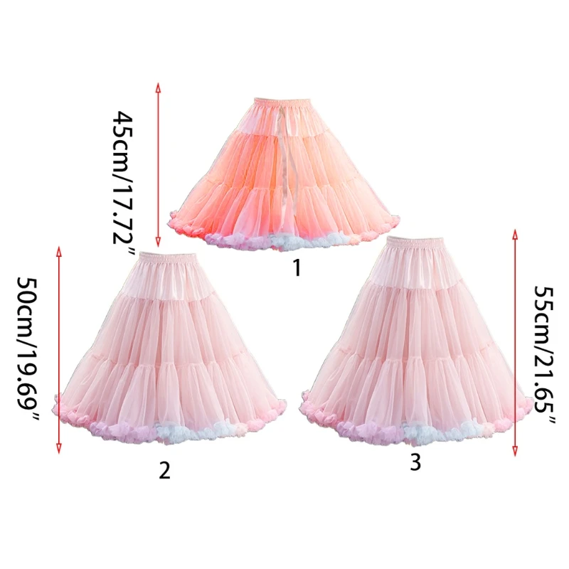 Women Elastic Waist Tulle Petticoat Rainbow Cloud Short Tutu Skirt Ballet Dance Pettiskirts Underskirt