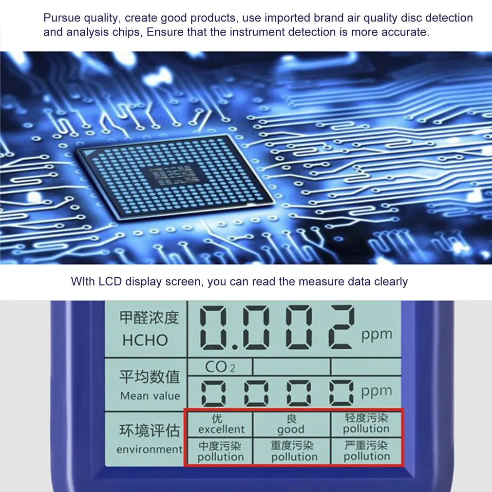 Beste Draagbare Digitale Luchtkwaliteit Tester Formaldehyde Detector HCHO TVOC CO2 Gas Tester AQI Luchtkwaliteit Monitor Analyzer Meten