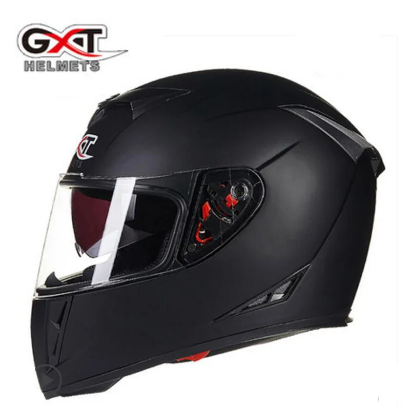 Темно-серый Рыцарь Защитная GXT Полный мотоциклетный шлем G358 двойные линзы мотоциклетные шлемы из абс пластиковый козырек объектив - Цвет: Темно-серый