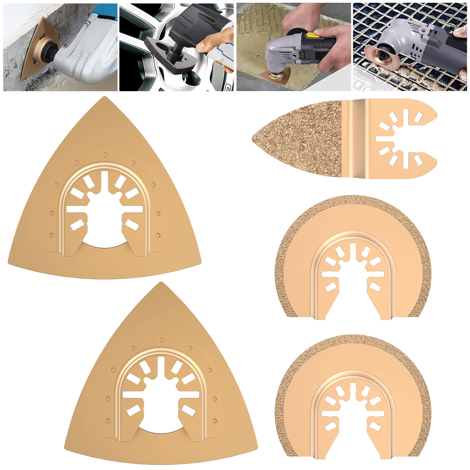 

5pcs Carbide Oscillating Multi Tool Saw Blades Set Release Oscillating Saw Blades Kit for Grinder Cutting Renovator Power Tools