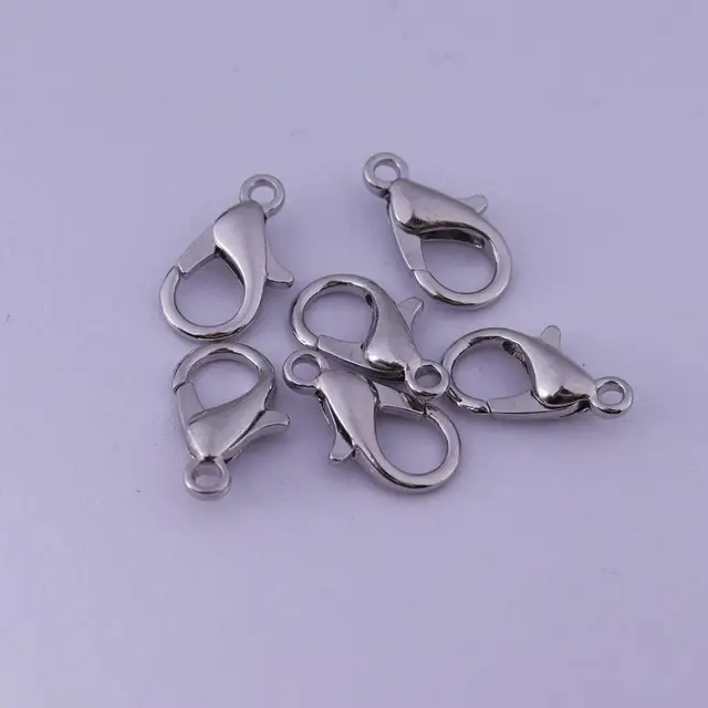 10/12/14/16/18/21mm Silver Gun Black Metal Lobster Clasps Hooks Bracelet End Connectors For Jewelry Making DIY Necklace Buckle rhodium