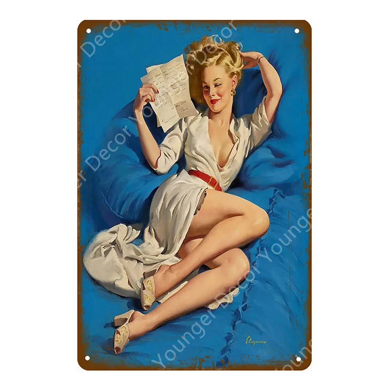Винтажная Сексуальная Дамская металлическая постерная булавка для девушек, жестяные вывески, металлическая пластина, настенная наклейка, Тики, бар, дом, комната, клуб, декор YH065 - Цвет: YD3099H