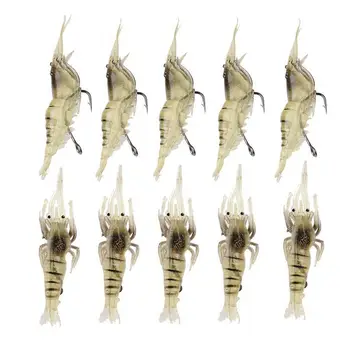 MEGA SALE ❤️ 10 Pcs Shrimp Fishing Simulation Soft Prawn Lure Hook Tackle Bait Sea Fishing Lures - discount item 40% OFF Sports & Entertainment