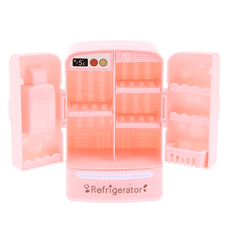 1 PC 1/12 Dollhouse Miniature Pink Fridge Refrigerator Freezer for Dolls Kitchen Decoration Accessories | Игрушки и хобби