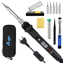 

TY NEW2022 A-BF Electronics Soldering Iron Kit 60W 220V Soldering Gun LCD Digital Adjustable Temperature Solder Iron Solder Tips