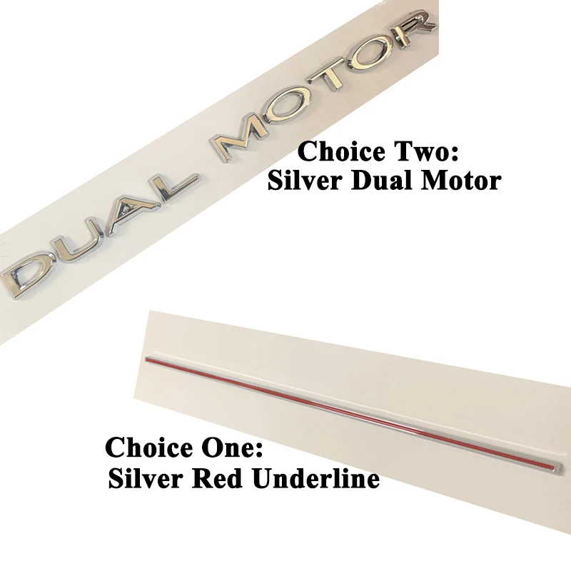 1pc ABS Styling Car Model Emblem Model 3 Dual Motor Emblem Sticker Silver Matt Black Logo Accessori