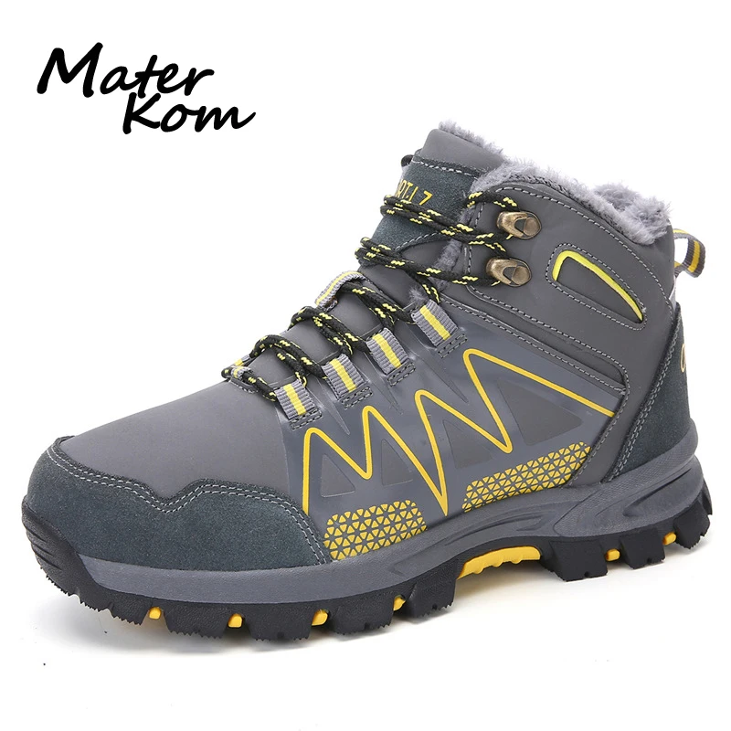 

2019 New Winter Hiking Shoes Men Waterproof Snow Boots Mountain Climbing Outdoor Warming Hiking Boots Plush Trekking Boots Men
