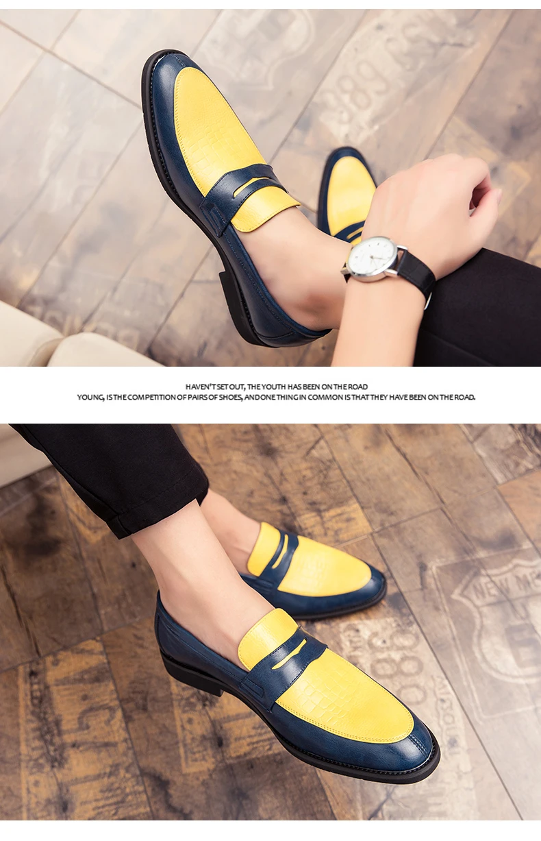 Misalwa/Новинка; Мужские модельные туфли в Оксфордском стиле; цвет желтый, красный; итальянские свадебные туфли; мужские кожаные лоферы в британском стиле; размеры 38-48; ; Прямая поставка