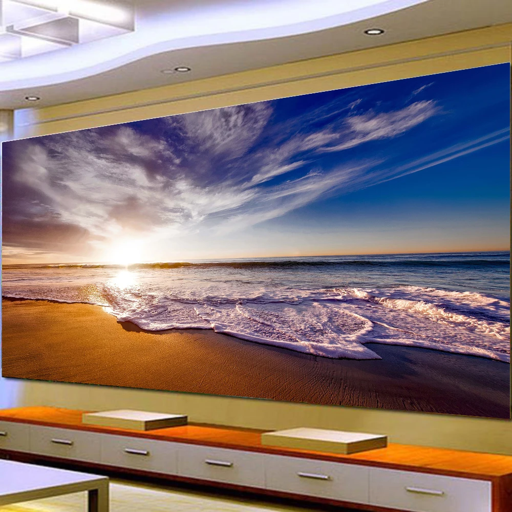 Полностью круглое сверло волна пейзаж живопись 5D DIY алмазная 3D вышивка крестиком