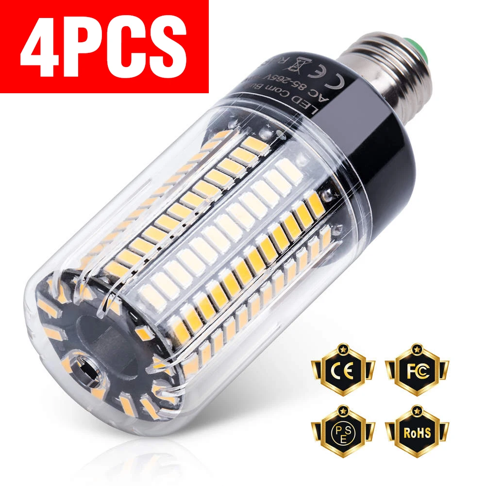 4 Pezzi E27 Lampadina A Led E14 Lampada A Mais 220V B22 Bombilla Lampada A Led 28 40 72 108 132 156 189Led Luci A Mais Smd 5736 Lampada Led 110V