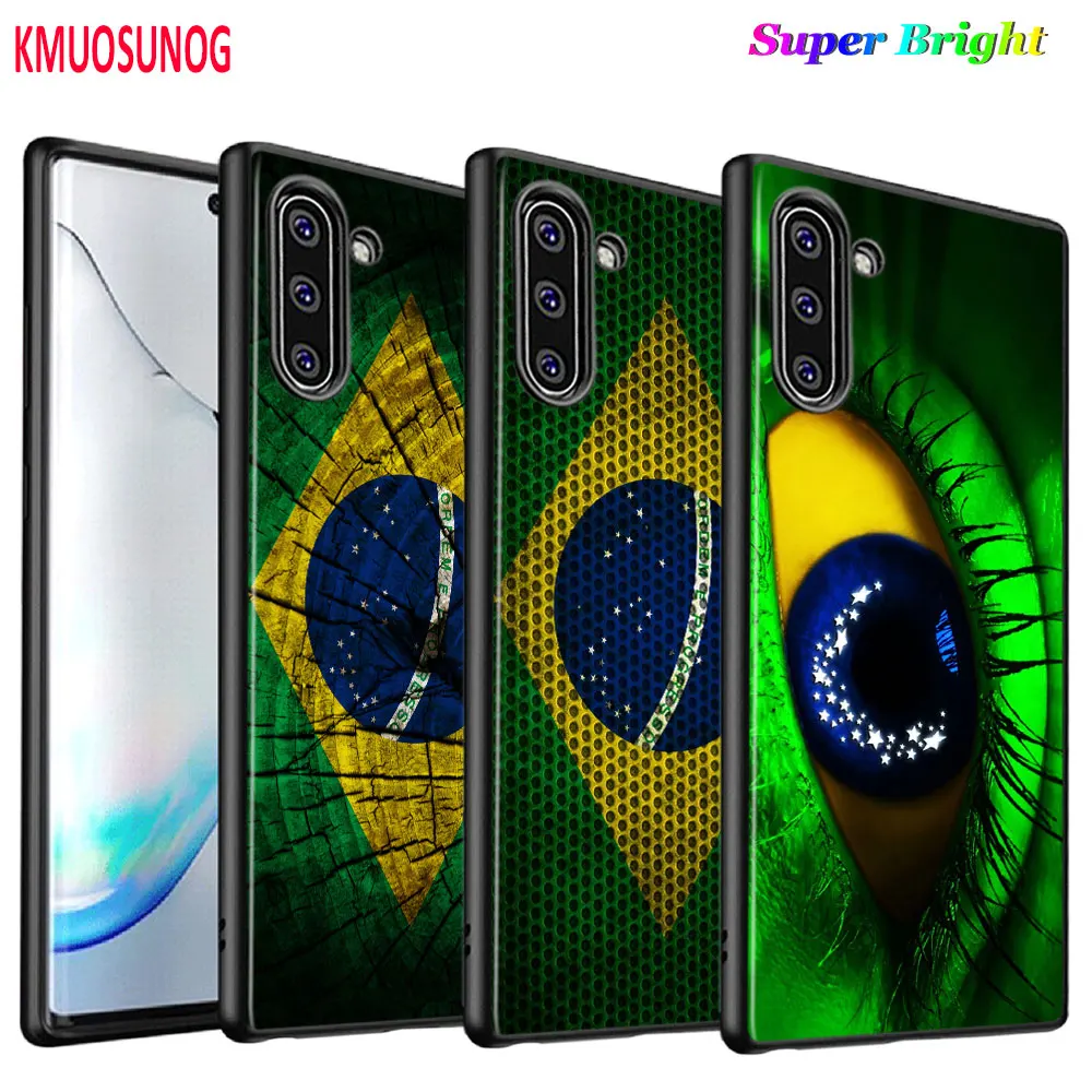 Черный силиконовый чехол с бразильским флагом для Samsung Galaxy Note 10Plus 10 Pro 9 8 S10 S9 S8 Plus S7