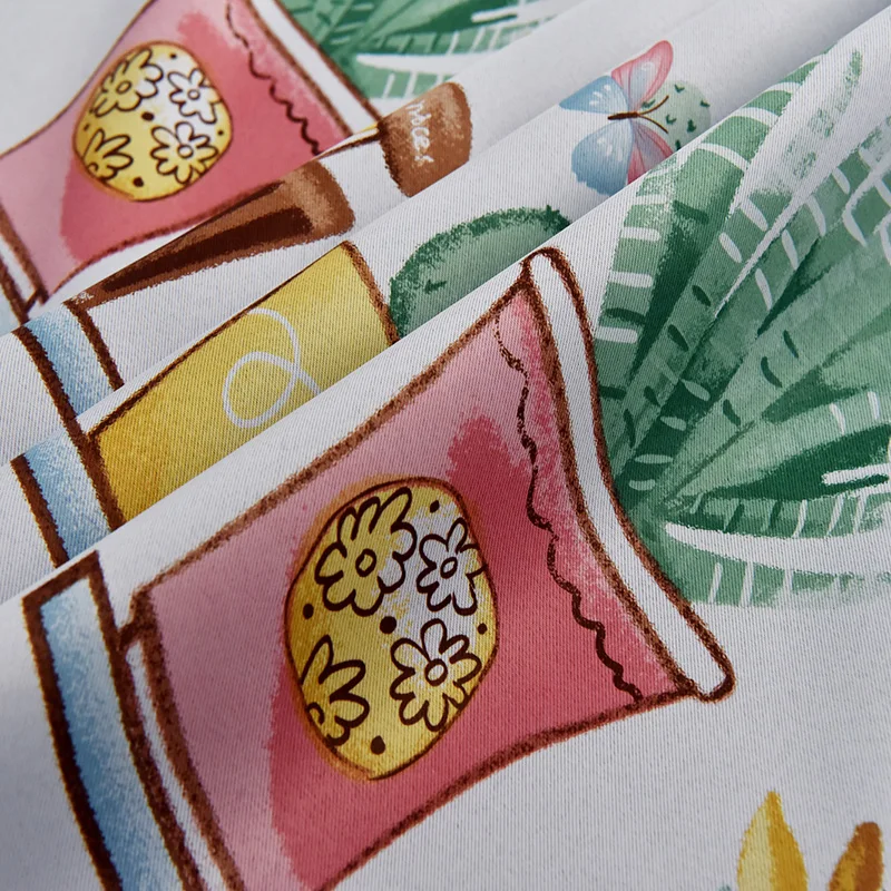 Plant Print Butterfly Short Blind For Living Room Bedroom Modern Window Curtains For Kitchen Blackout Curtains Door Drapes 185#4