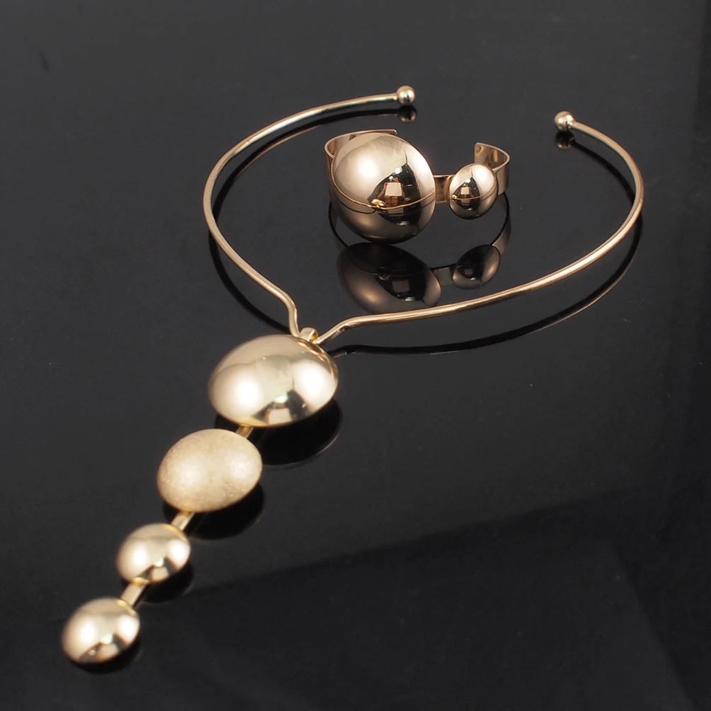 Крученое металлическое ожерелье из сплава кулон ожерелье наборы для женщин Массивное колье ожерелье s браслет наборы ювелирные изделия вечерние аксессуары UKMOC