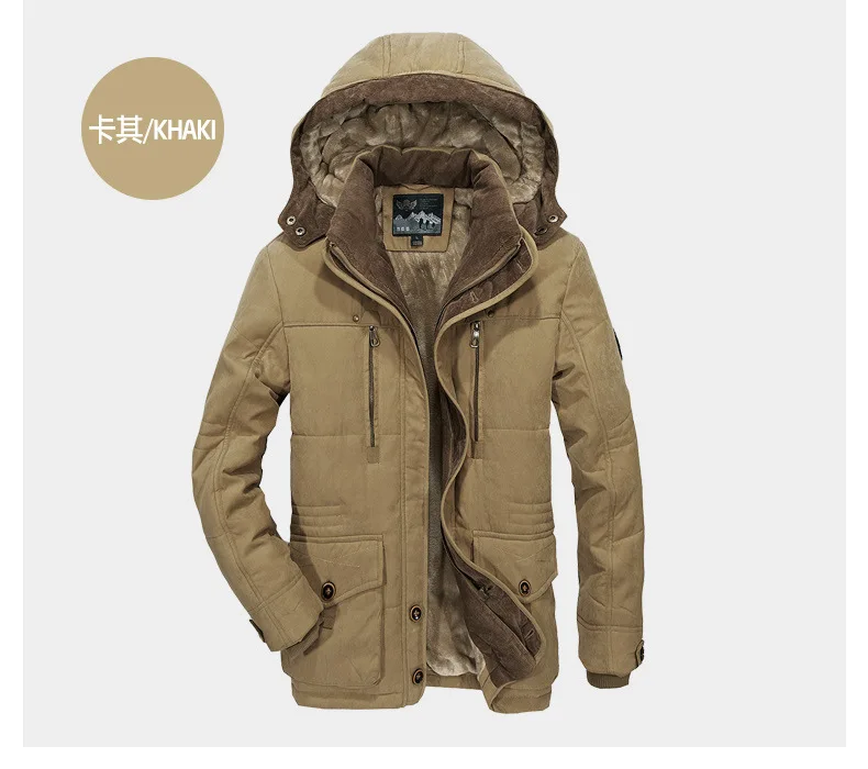MEN'S Cotton-padded Coat Mid-length Plus-sized Winter Brushed And Thick Middle-aged Cotton-padded Jacket Coat 13029