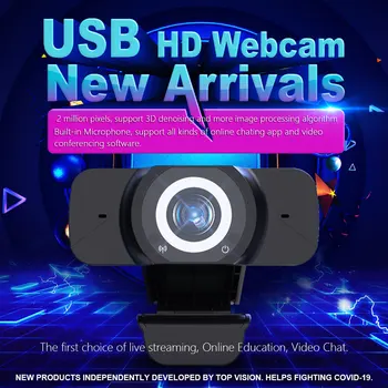 

1080P Webcam USB Camera Computer HD Streaming drive-free plug and play Web Cam with Microphone for PC Desktop Laptop Wide Angle