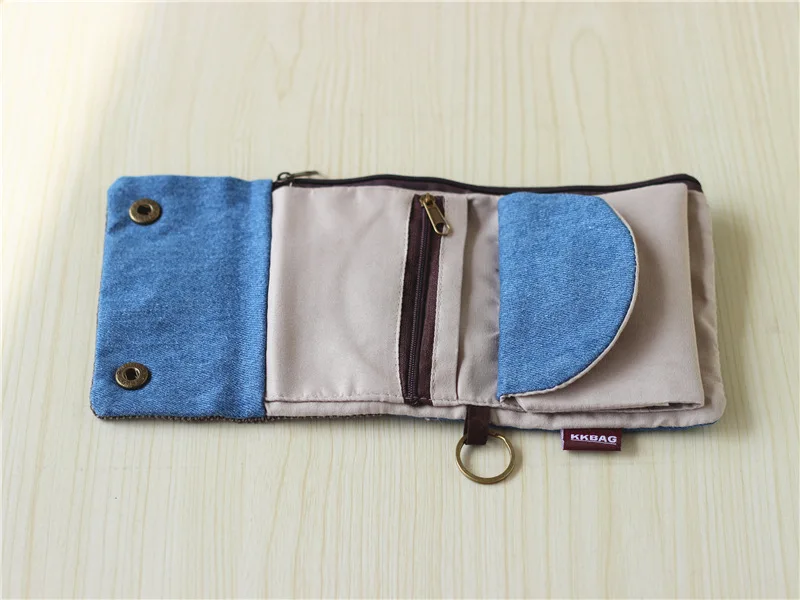 Handmade Three-Fold Fabric Wallet - Multi-Function Zipper Purse for Teens and Adults