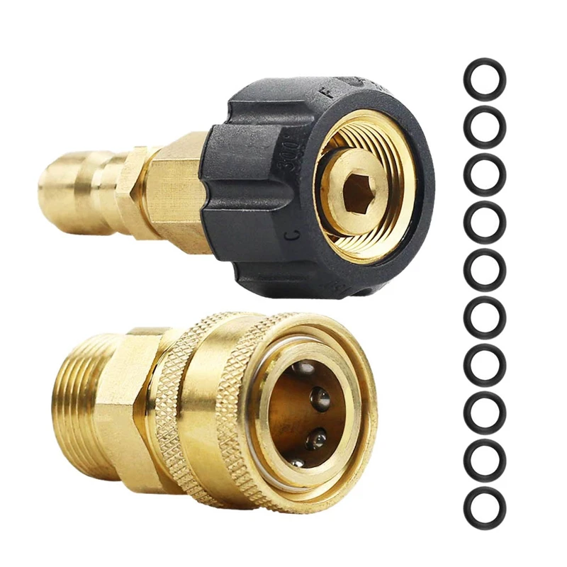 

Pressure Washer Adapter Set, Quick Connector, M22 14mm Swivel To M22 Metric Fitting,M22-14 Swivel + 3/8 Inch Plug, 3/8 Inch Quic