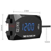 

Brand New 2-In-1 Voltage Tester Motorcycle Digital Display LED Voltmeter Multi-Function Time IP67 Digital Voltmeter Timemeter